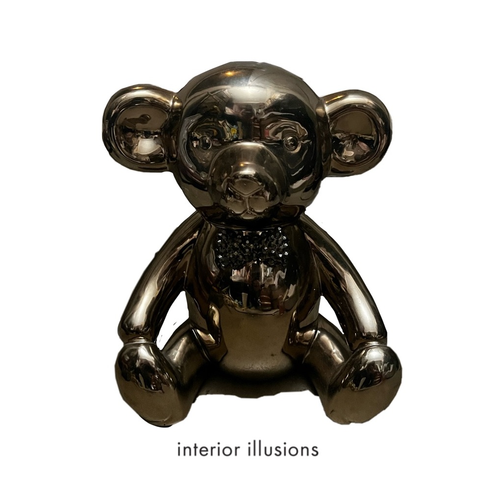 Interior Illusions Chrome Gold Crystal Bow tie Bear Coin Bank